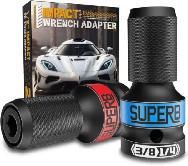 Impact Wrench Adapter,3/8-inch Square Drive to 1/4-inch Hex Socket Adapter, Impact to 1/4 Hex Converter, Quick-Change Chuck for Impact Wrench, 2PCS