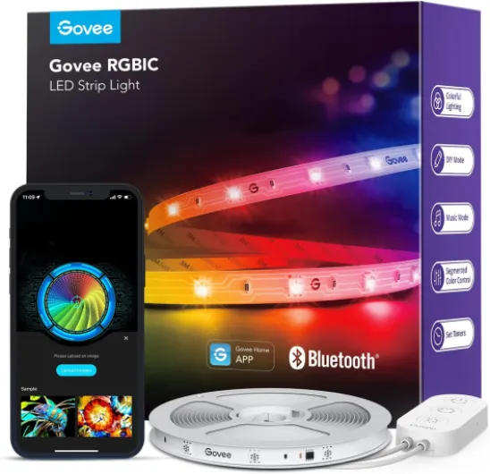 RGBIC LED Strip Lights, Smart LED Lights for Bedroom, Bluetooth LED Lights APP Control, DIY Multiple Colors on One Line, Color Changing LED Strip Lighting Music Sync, Home Decor, 16.4ft