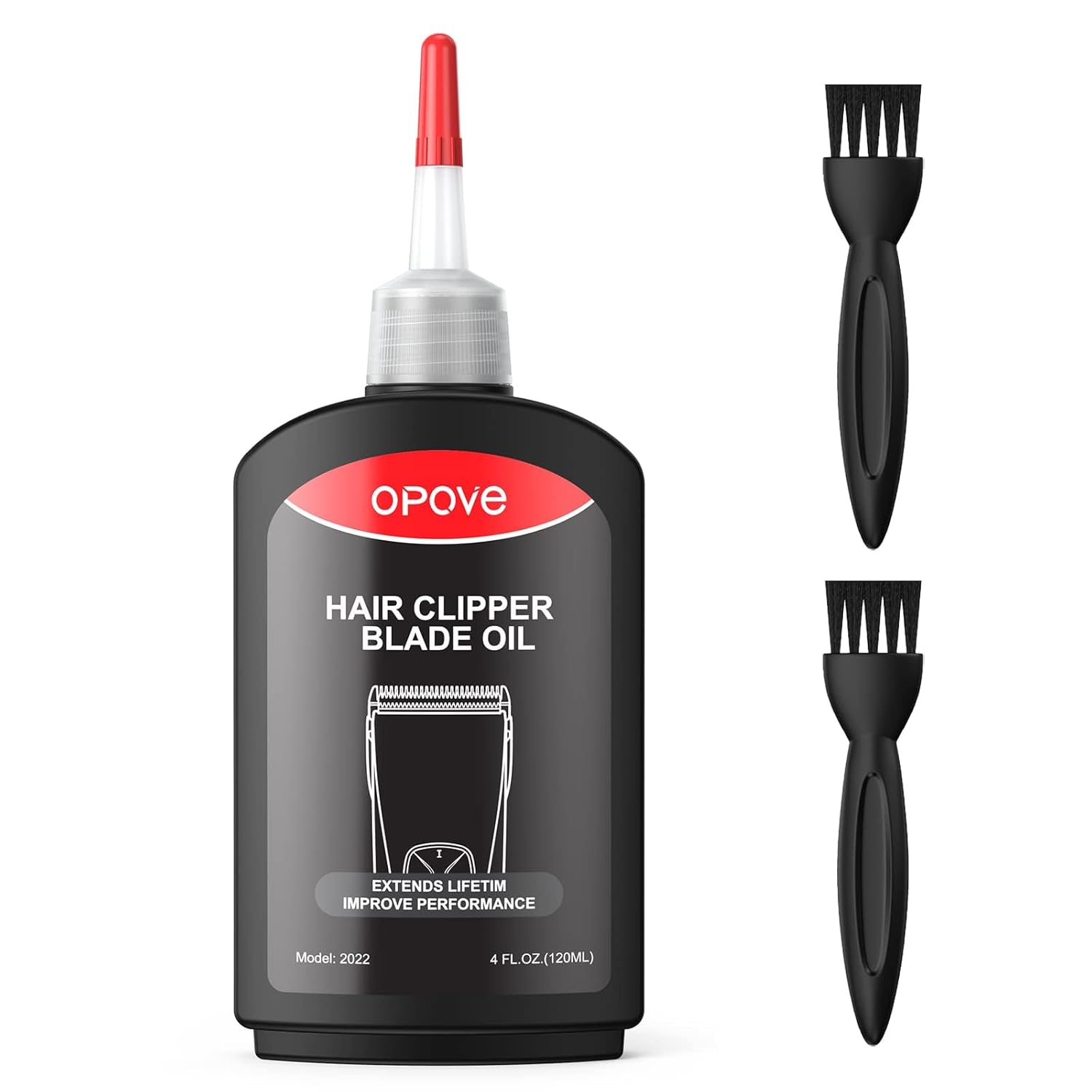 Premium Hair Clipper Blade Lubricating Oil for Clippers, Trimmers, Groomers, Rust Prevention, 4.05oz/120ml, 1 Pack with Clean Brushes