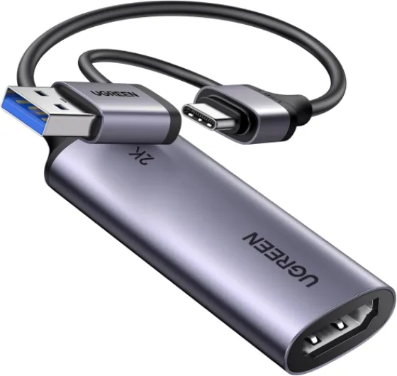 2K@30Hz Video Capture Card 4K Input HDMI to USB 3.0 A and USB C Capture, 1080P 60FPS with Low Latency Capture Card for Streaming Game Recording Compatible with Switch 2/Xbox/PS4/PS5/PC/Camera
