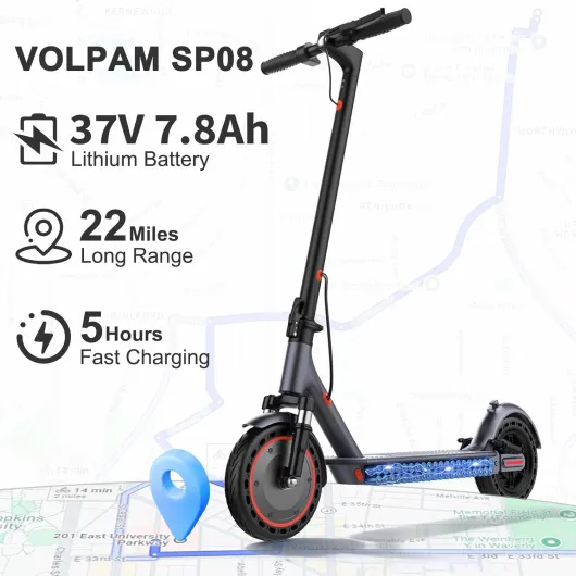 Electric Scooter, 350W/500W Powerful Motor, 8.5"/10" Solid Tires, 19/22Mph, 28/23/21/16 Miles Max Range, Dual Braking 10''-Dual Suspension-500W