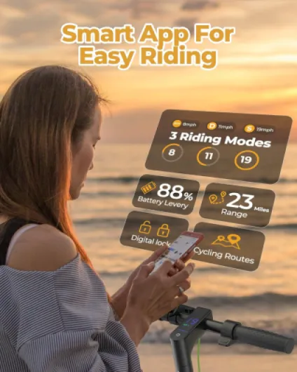 Electric Scooter - 8.5"/10'' Solid Tires, 350W/500W Motor, Up to 19-22MPH and 21-24Miles Long-Range Portable Commuting Scooter for Adults with Double Braking System and App 350W 23Miles 8.5" Dual shock absorber