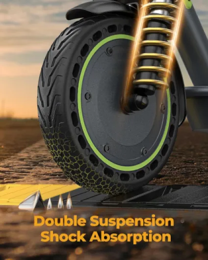Electric Scooter - 8.5"/10'' Solid Tires, 350W/500W Motor, Up to 19-22MPH and 21-24Miles Long-Range Portable Commuting Scooter for Adults with Double Braking System and App 350W 23Miles 8.5" Dual shock absorber