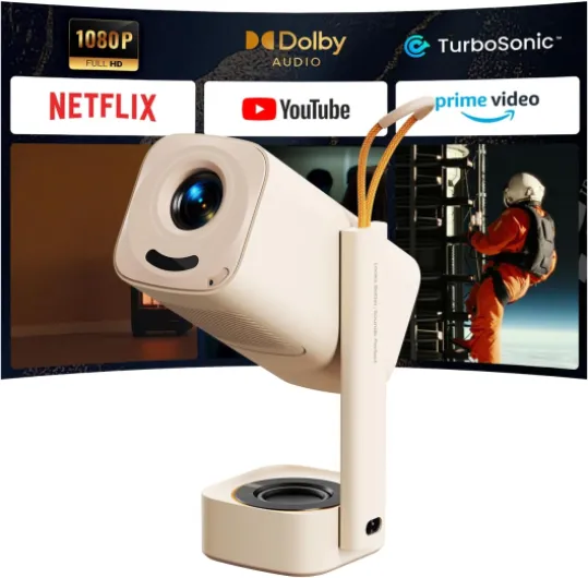 Yaber T1 Pro Mini Projector With WiFi Bluetooth, 2025 Native 1080P HDR10, 200" Portable Outdoor Movie Projector For Home Theater, Auto Focus, Dolby Audio