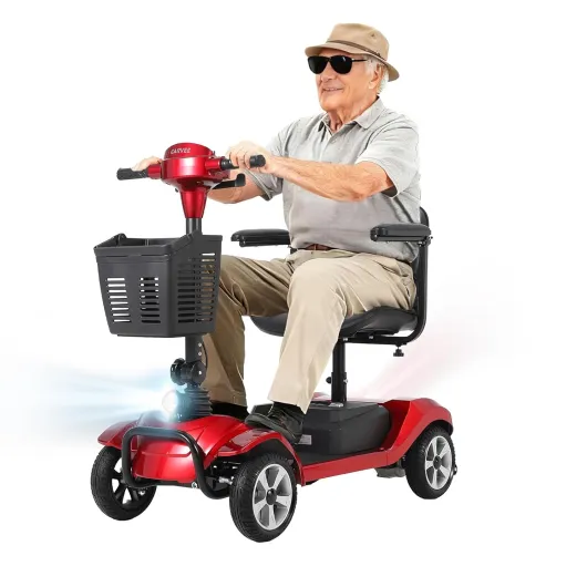 Foldable 4-Wheel Mobility Scooter for Adults, 350W Motor & 330LBS Capacity - Factory-Installed​ 20Ah 24V Battery, Up to 20-Mile Range, 3.7 MPH for Indoor/Outdoor Use