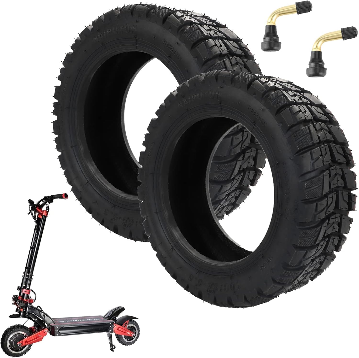 YBang 100/65-6.5 Off-Road Vacuum Tire for VSETT 11+/Zero 11X/Dualtron for 11 Inch Electric Scooter, Tubeless Wider and Thicker Tires, Non-Slip Spare Wheels for Scooter 2 PCs