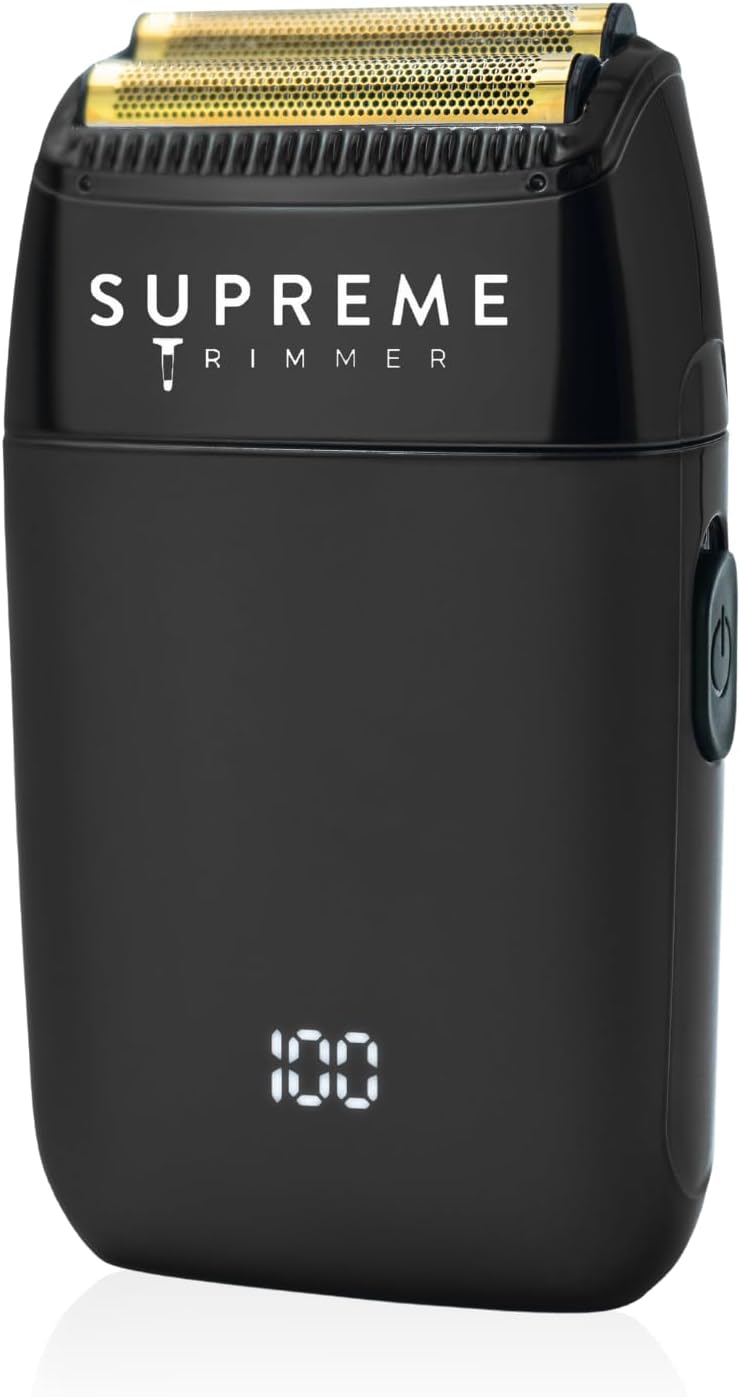 Crunch Lite STF600 - Professional Double Foil Shaver for Men - Cordless & Corded, 60 Min Runtime, Hidden LED Display - Barber Face & Head Finishing Razor Black