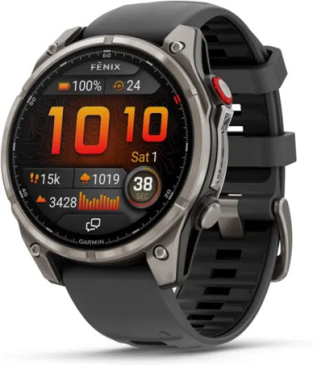 Fēnix® 8 Pro, 51mm, AMOLED Display, Premium Connected Multisport GPS Smartwatch, inReach® Technology, Sapphire, Titanium with Graphite/Black Silicone Band Graphite/Black 51mm