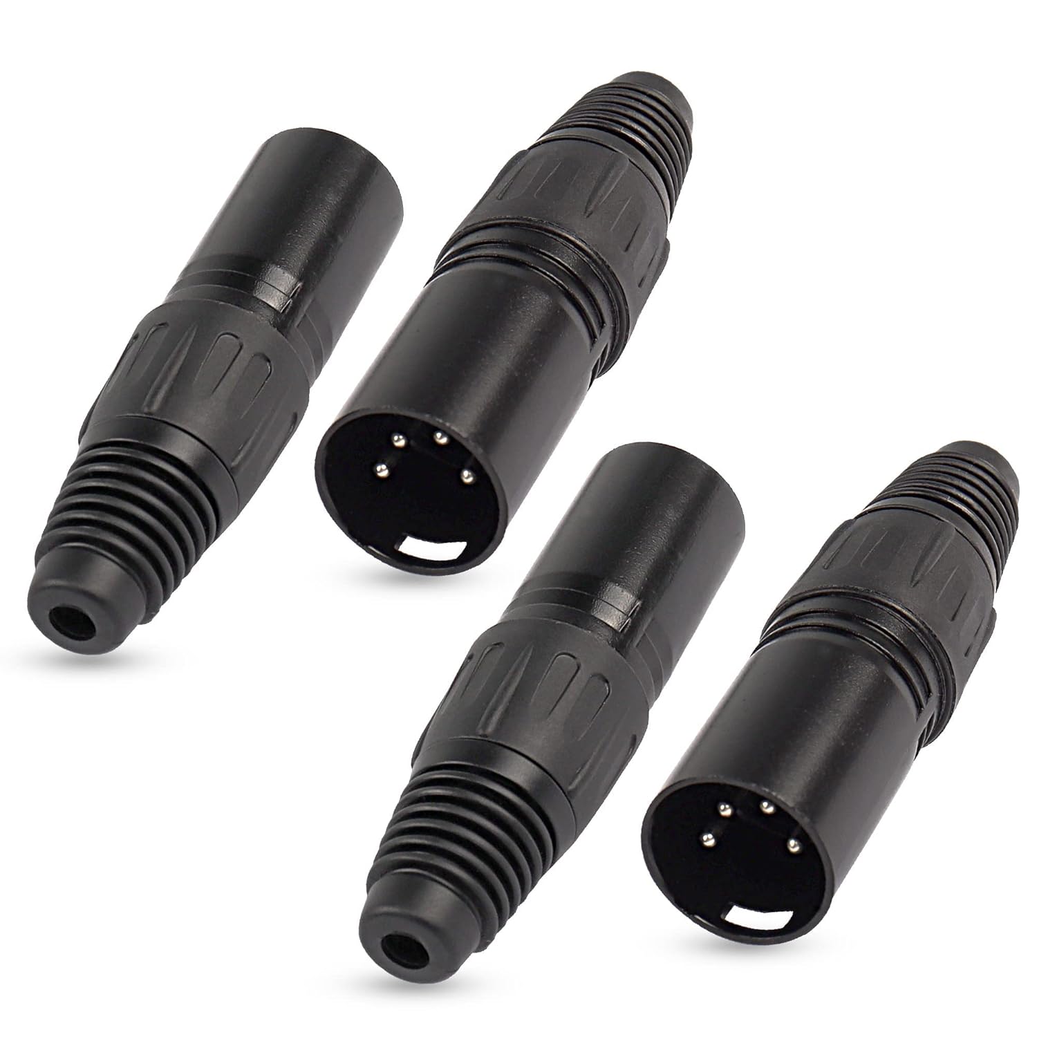 4 Pin XLR Male Plugs Connectors, 4 Pin XLR-M Plug Audio Mic Microphone Connector,XLR Cable Ends Solder Type Replacement M-Plug Audio Socket-4PCS… XLR 4 Pin Male