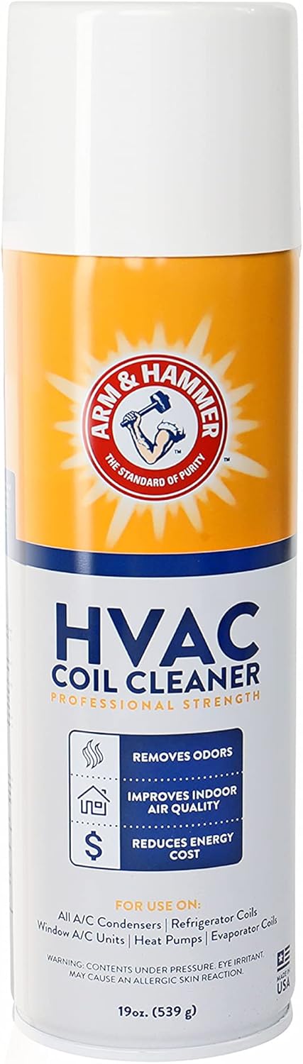 Arm & Hammer Biodegradable HVAC and Air Conditioner Coil Cleaner Foam Aerosol Spray, No Rinse, 19 fl - oz, AHCC-19 by Diversitech 19 Fl Oz (Pack of 1)