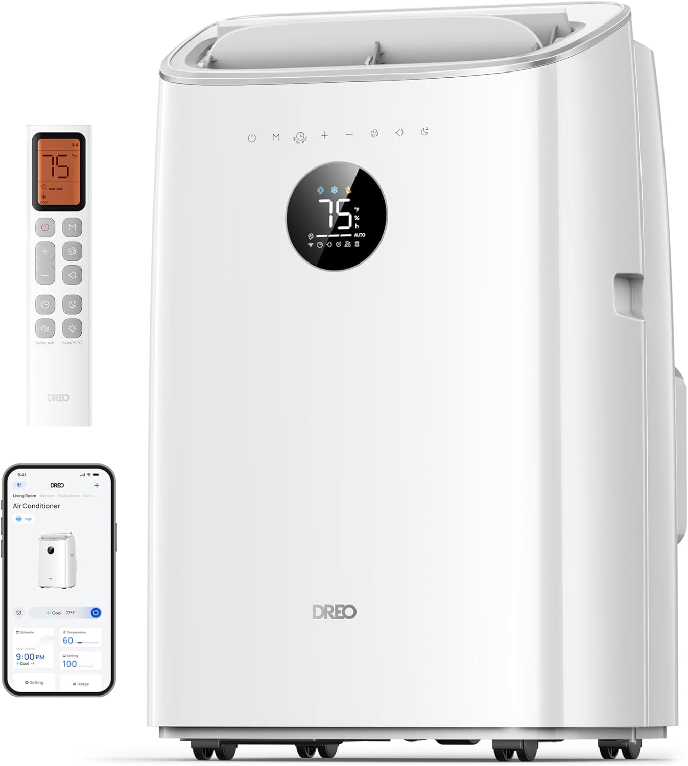 Portable Air Conditioners, 8000 BTU ASHRAE (5000 BTU DOE) Smart AC Unit for Bedroom with Drainage-free Cooling, 45dB Quiet, APP/Voice/Remote, Portable AC for Room Indoors, AC318S White 8,000 BTU
