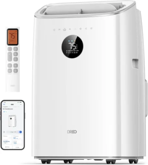 Portable Air Conditioners, 8000 BTU ASHRAE (5000 BTU DOE) Smart AC Unit for Bedroom with Drainage-free Cooling, 45dB Quiet, APP/Voice/Remote, Portable AC for Room Indoors, AC318S White 8,000 BTU
