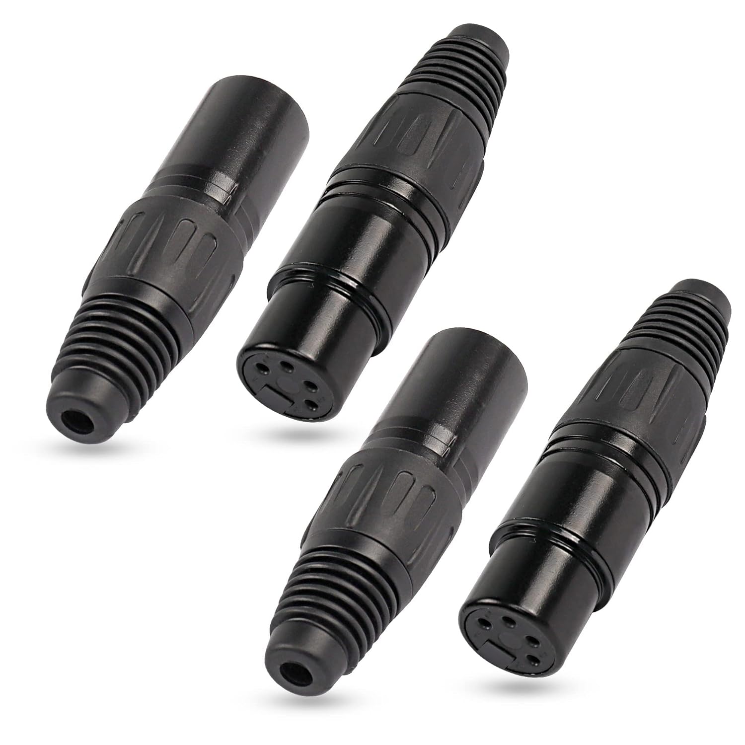 4 Pin XLR Female Plugs Connectors, 4 Pin XLR-F Plug Audio Mic Microphone Connector,XLR Cable Ends Replacement F-Plug Audio Socket-4PCS XLR 4 Pin Female