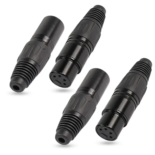 4 Pin XLR Female Plugs Connectors, 4 Pin XLR-F Plug Audio Mic Microphone Connector,XLR Cable Ends Replacement F-Plug Audio Socket-4PCS XLR 4 Pin Female