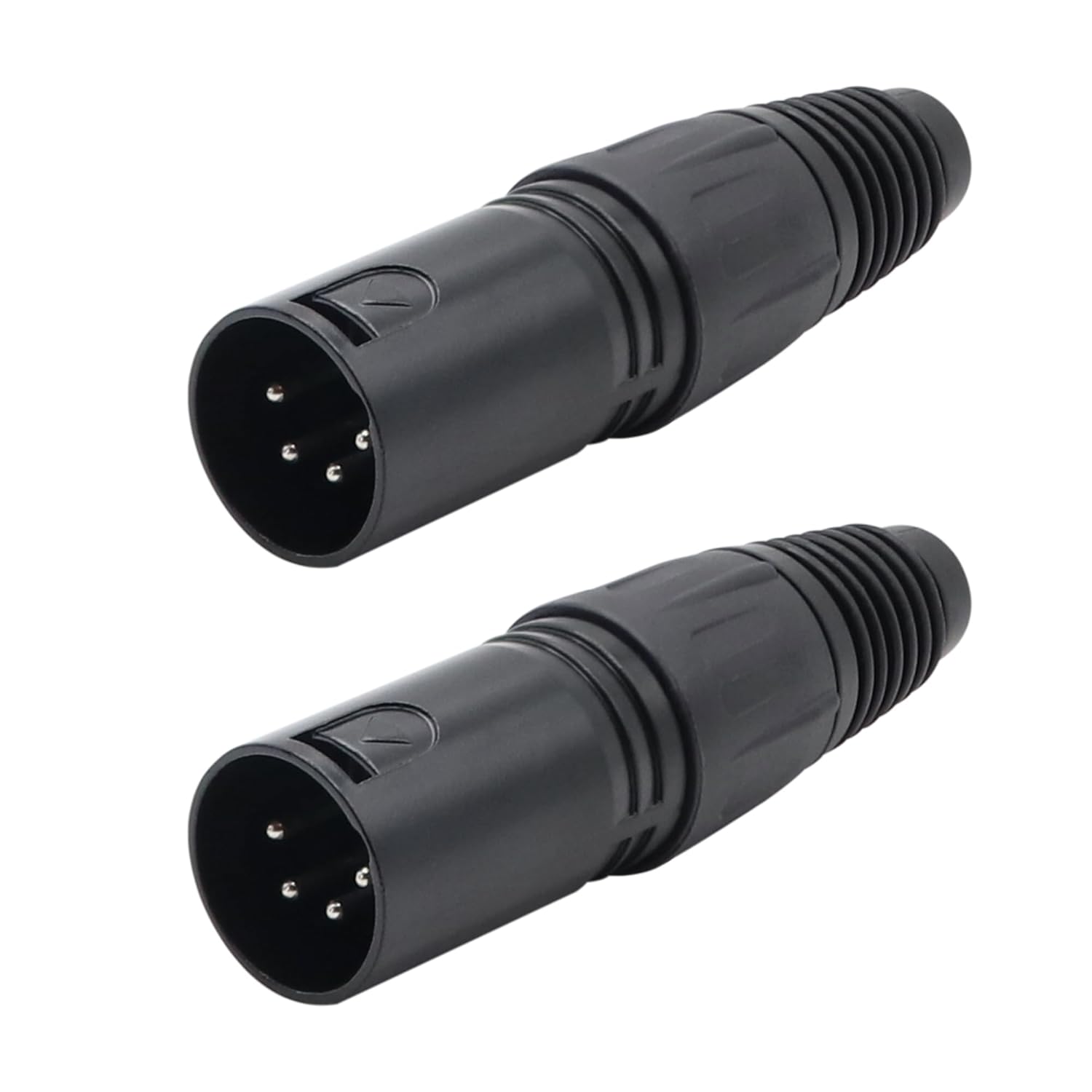 4-Pin XLR Male Plug Connector - Mic Cable Plug Adapter for Microphones, Mixers - Black, 2 Pack 4 Pin XLR Male