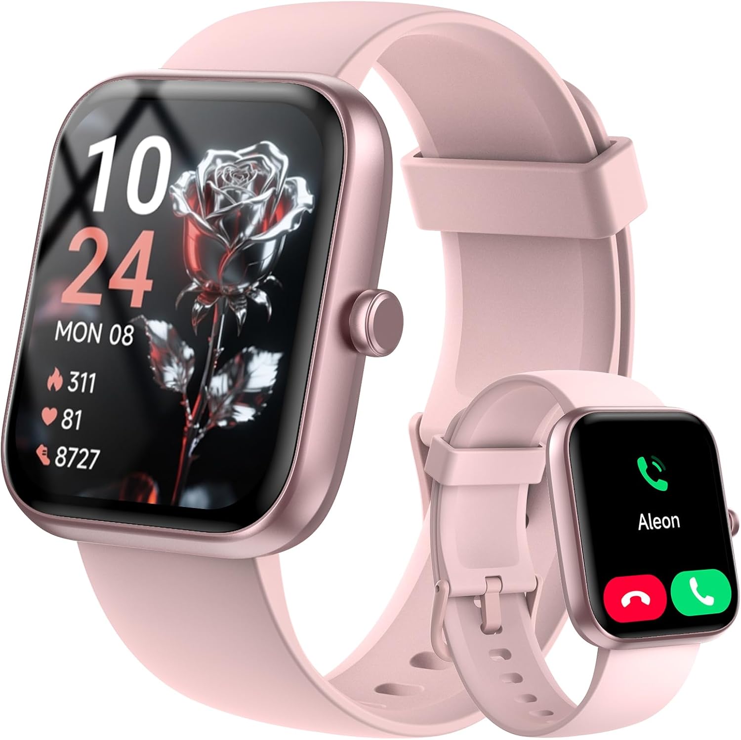 Smart Watch for Women Men with Bluetooth Call, Alexa Built-in Smartwatch, 1.83"DIY Dial Fitness Watch with Sleep Heart Rate Monitor, 110+ Sport Modes, IP68 Waterproof Watch Compatible with Android iOS Pink