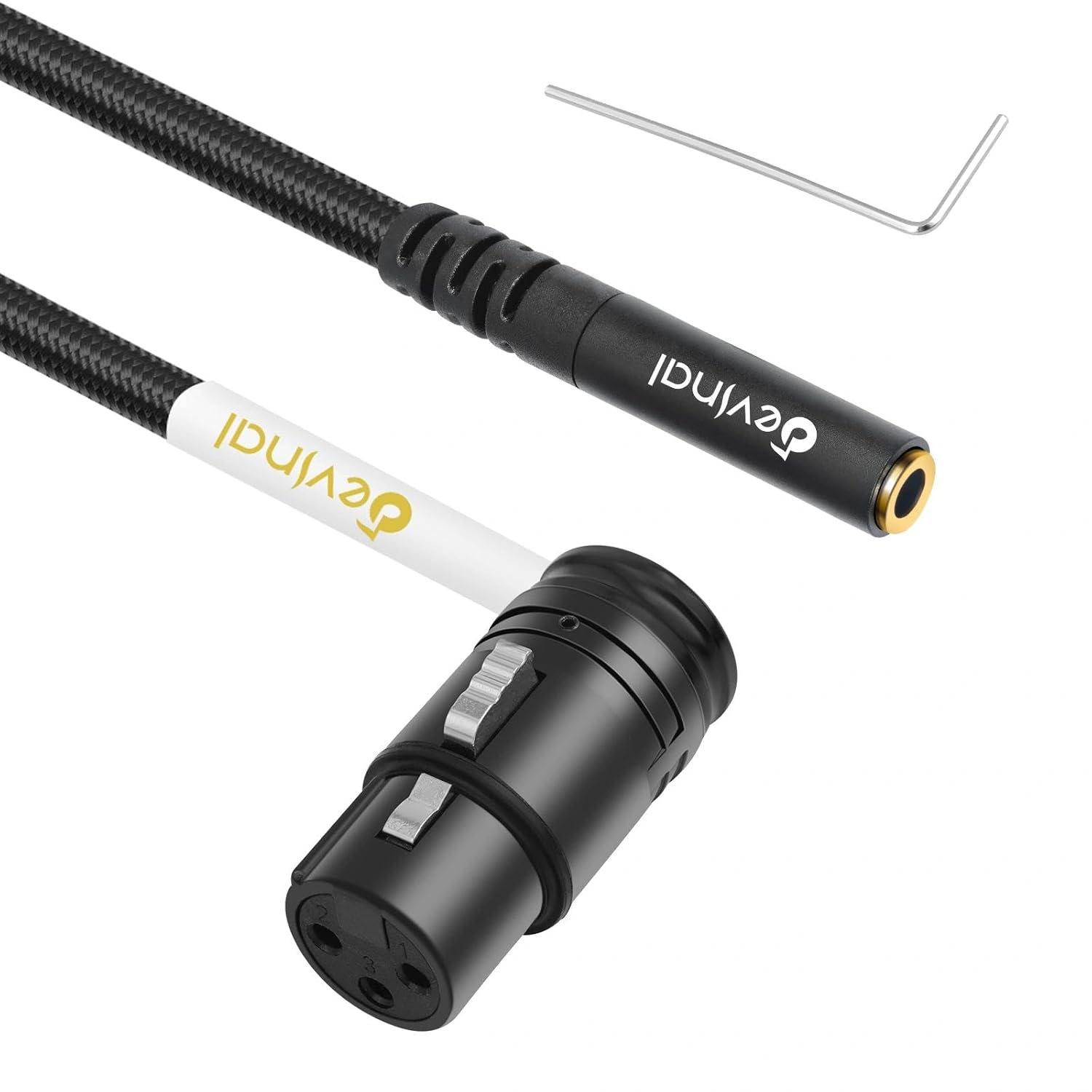 Rotatable Right-Angle XLR to 1/8" Female Cable, Adjustable-Angle Low-Profile XLR Female to 3.5mm Microphone Adapter Connector, 1 FT 35F XLRF