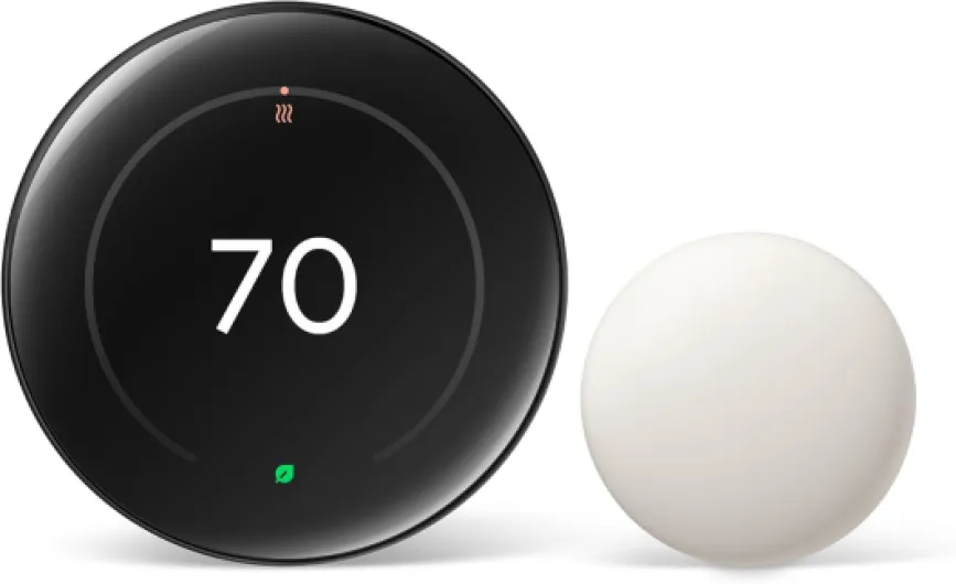 Nest Learning Thermostat (4th gen) + Nest Temperature Sensor (2nd gen) - Obsidian Polished Obsidian