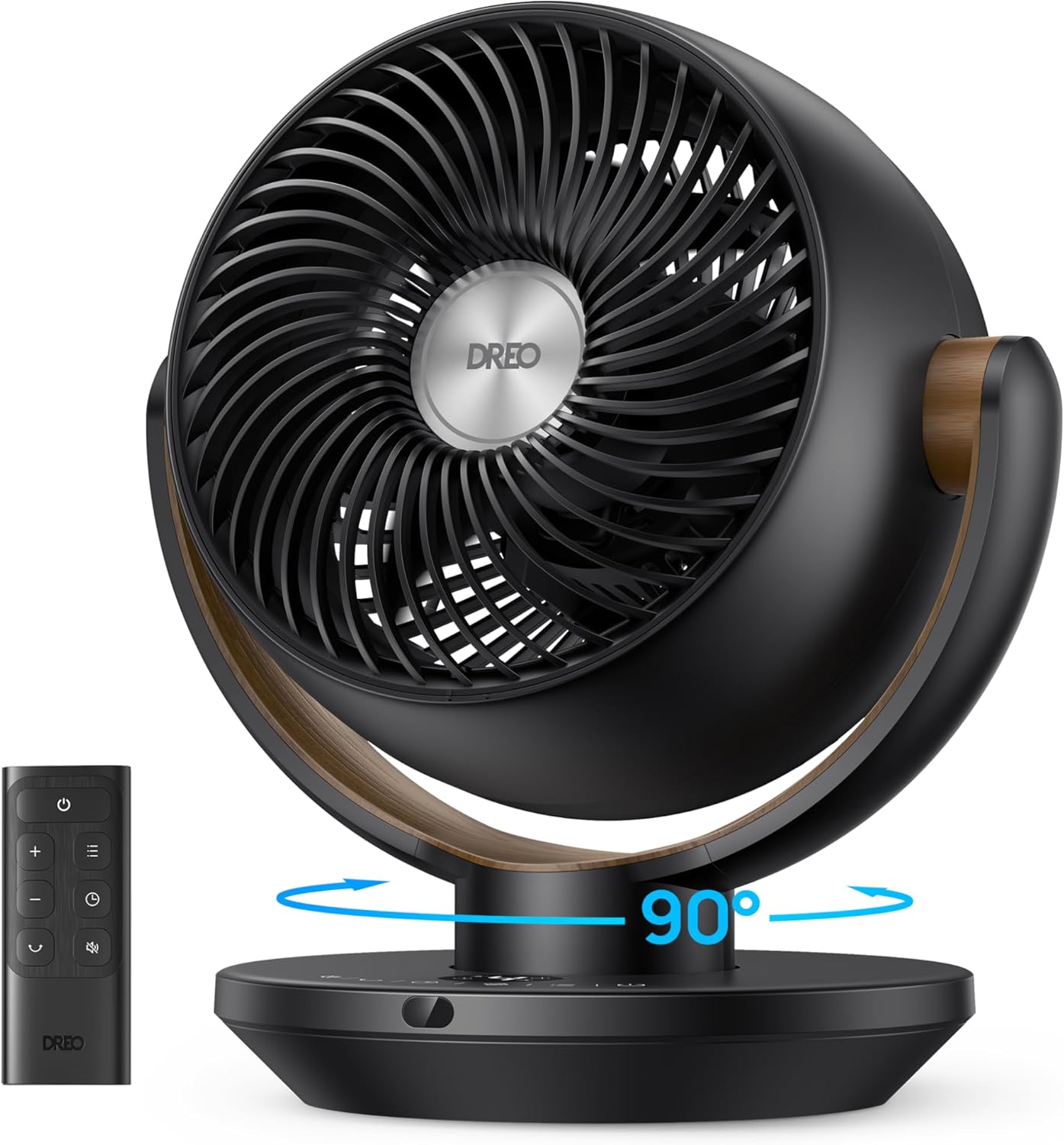 Fan for Bedroom, Desk Air Circulator Fan with Remote, 11 Inch Table Fans for Whole Room, 60ft Powerful Airflow, 120° Vertical Manual +90° Oscillating, 4 Speeds, 8H Timer, Quiet Fan, Home Black
