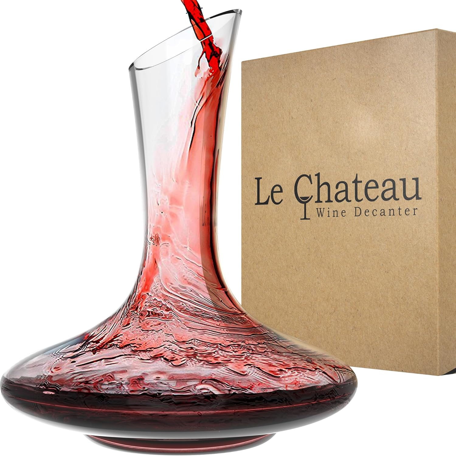 Large Elegant Crystal Wine Decanter with Aerator – 750ml Glass Decanter – Hand-Blown Lead-Free Clear Glass Carafe with Aerator – Hand Held Gifts Red Wine Accessories/for Wine Lovers