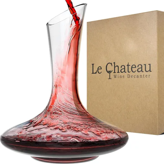 Large Elegant Crystal Wine Decanter with Aerator – 750ml Glass Decanter – Hand-Blown Lead-Free Clear Glass Carafe with Aerator – Hand Held Gifts Red Wine Accessories/for Wine Lovers