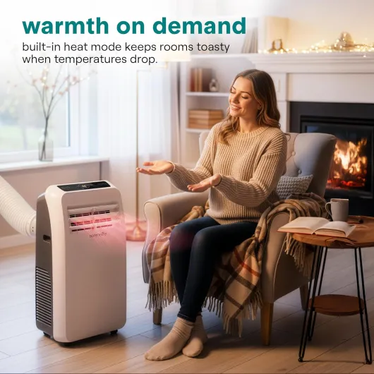 Portable Air Conditioner With Heat & Built-in Dehumidifier 10,000 BTU, Portable Heater & AC For Rooms up to 450 Sq Ft - Remote Control & Window Mount Exhaust Kit Included 10,000 BTU + HEAT