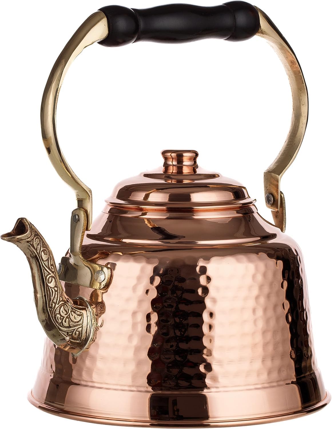 DEMMEX Tea Lover's Copper Teapot, Heavy Gauge 1mm Thick Hammered Solid Copper, Copper Tea Pot Kettle Stovetop Teapot, Tin Lined, Handmade (1.6-Quarts)