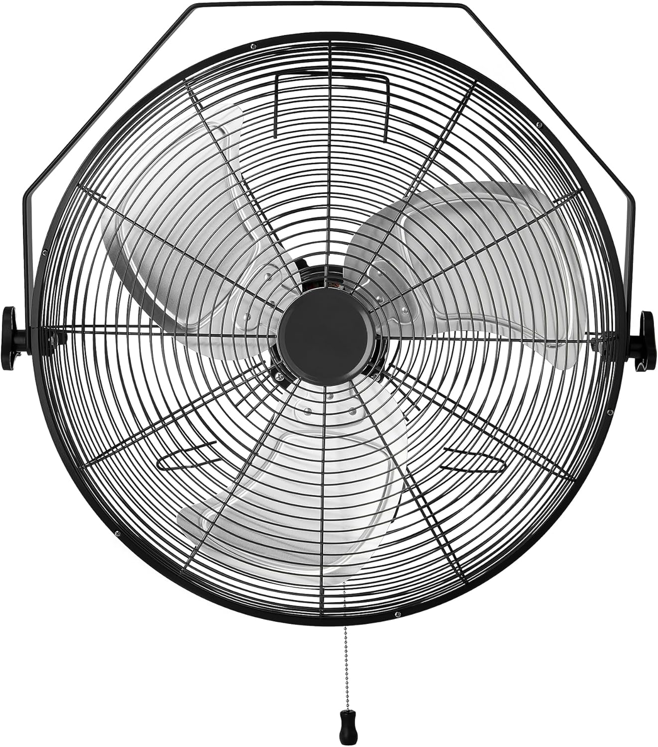 18" Indoor Wall-Mounted Fan, Industrial Fan, With Tilt Head, Heavy-Duty Metal Blades, 3 Speeds Up to 1550 RPM and 3781 CFM, For Warehouse, Basement, Commercial Space, Black Wall Mounted Fan