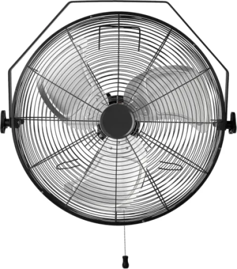 18" Indoor Wall-Mounted Fan, Industrial Fan, With Tilt Head, Heavy-Duty Metal Blades, 3 Speeds Up to 1550 RPM and 3781 CFM, For Warehouse, Basement, Commercial Space, Black Wall Mounted Fan