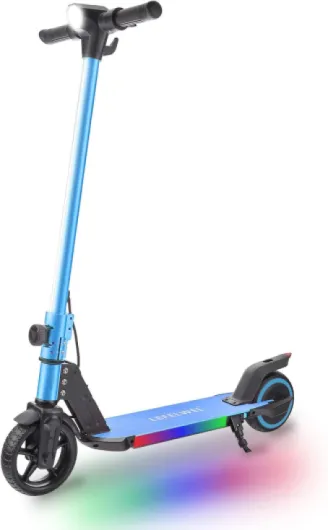 Electric Scooter for Kids Ages 6-12, 150W Motor, 4/7/11 Mph, 60 mins Ride Time, Adjustable Speed, LED Display, Colorful Lights, Electronic Brake, Foldable Kids Electric Scooter 150W，2.5Ah-Blue