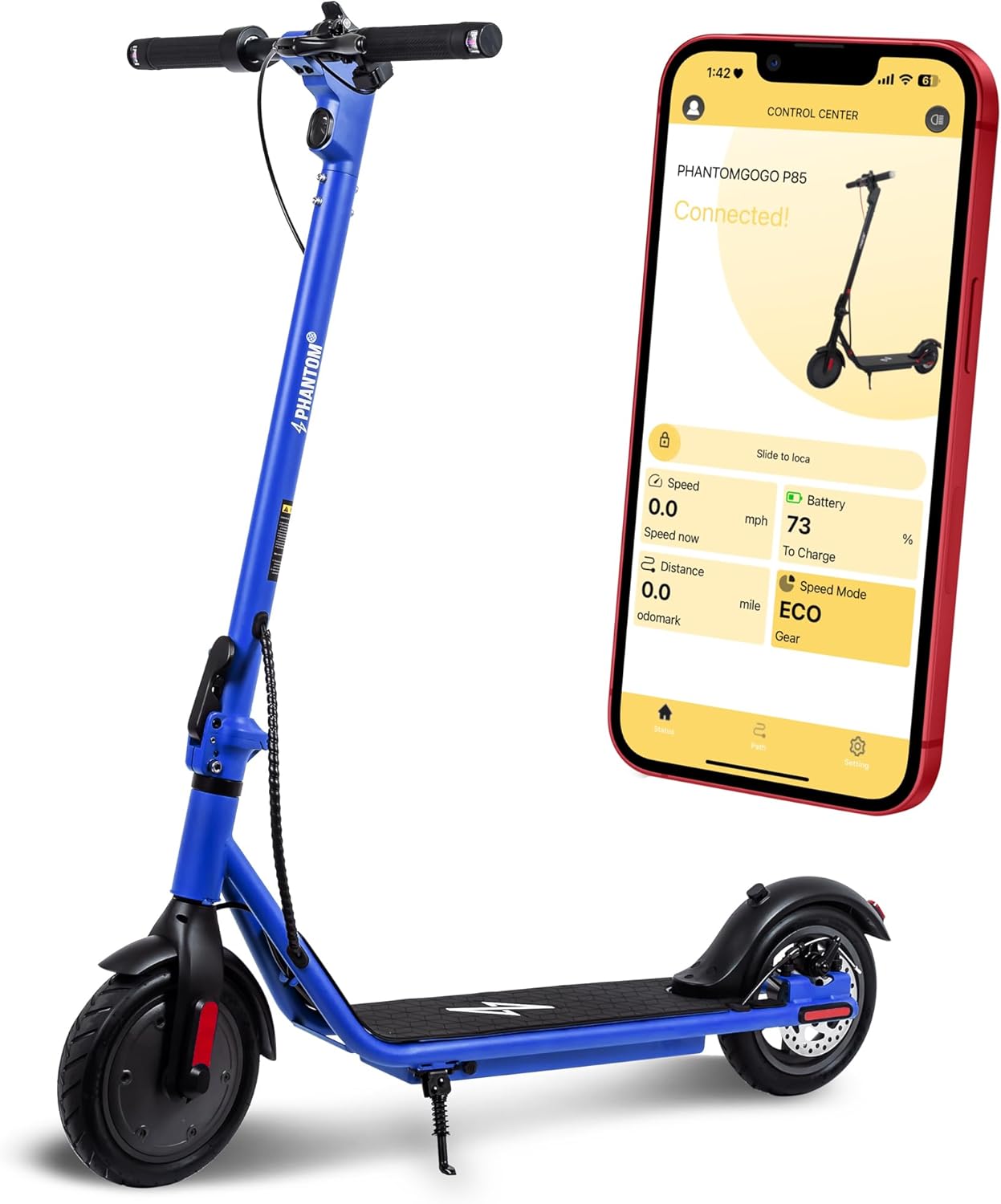 Electric Scooter for Adults Scooter Foldable E-Scooter with Powerful Motor 15.5 Mph, Intelligent Light, Eco-Friendly, Perfect for Adult Commuters UL 2272 Certified 8.5 Inch Wheels (Blue)