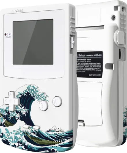 IPS Ready Upgraded eXtremeRate The Great Wave Replacement Shell Full Housing & White Screen Lens for Gameboy Color – Fit for GBC OSD IPS & Regular IPS & Standard LCD – Console & IPS Screen Without