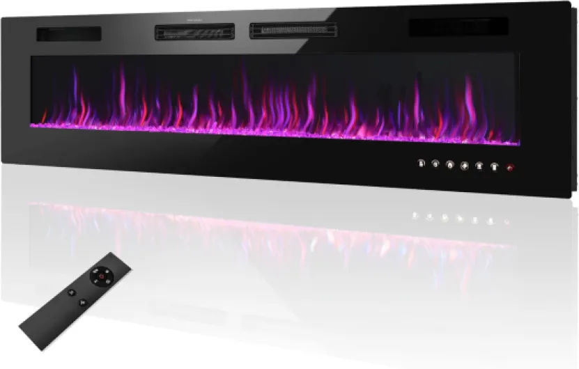72 Inch Electric Fireplace, Recessed and Wall Mounted Electric Fireplace Heater, Linear Fireplace with Remote Control & Touch Screen, Thermostat, Timer, Adjustable Flame Color, 750/1500w 72" - Ultra Thin