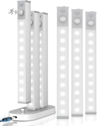 6 Pack Led Under Cabinet Lights Wireless with Charging Station, 7’’ Rechargeable Motion Sensor Light Indoor, Dimmable Closet Lights for Cabinets, Bookshelf, Stair, Hallway Cold White 6 Pack with Charging Station