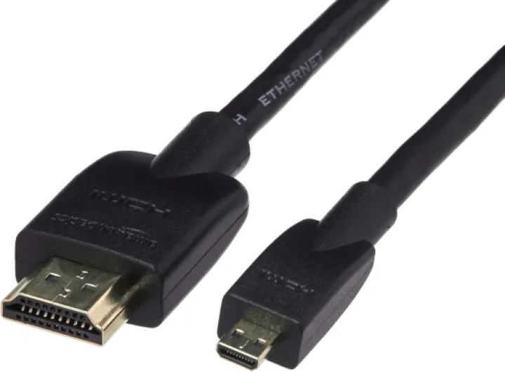 Micro HDMI to HDMI Display Cable, 18Gbps High-Speed, 4K@60Hz, 2160p, 48-Bit Color, Ethernet Ready, 6 Foot, Black