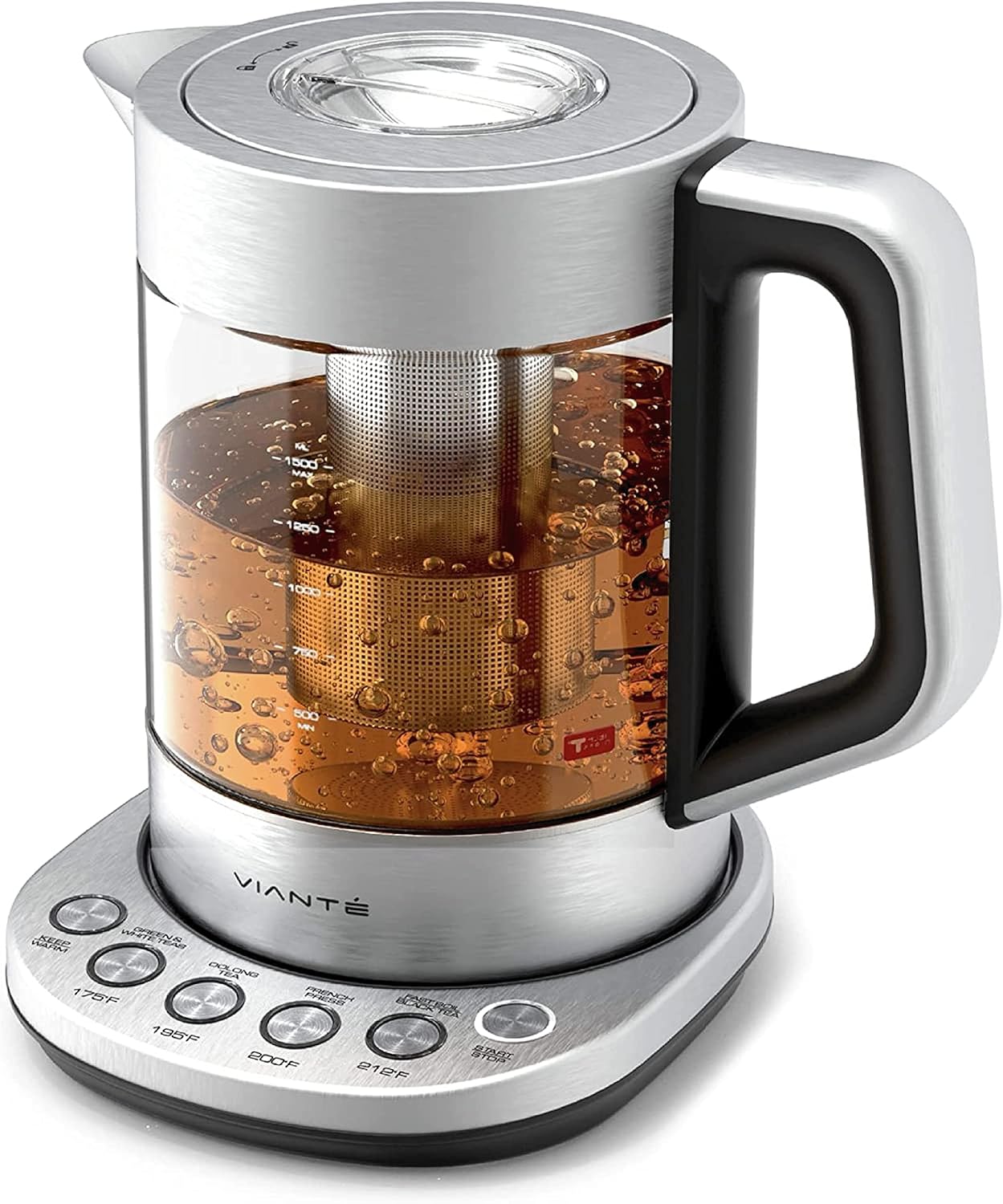 Electric Kettle With Infuser For Loose Leaf - Hot Tea Maker With Temperature Control And Automatic Shut Off - Tea Kettle With Brewing Programs - 1.5 Liters Capacity Stainless Steel