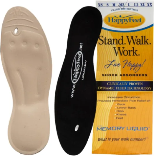 Happy Feet Plantar Fasciitis Flat Feet Orthotic High Arch Support Gel Insert Shoe Insoles for Mens and Womens L2 Women (11-12) Men (9.5-10.5)
