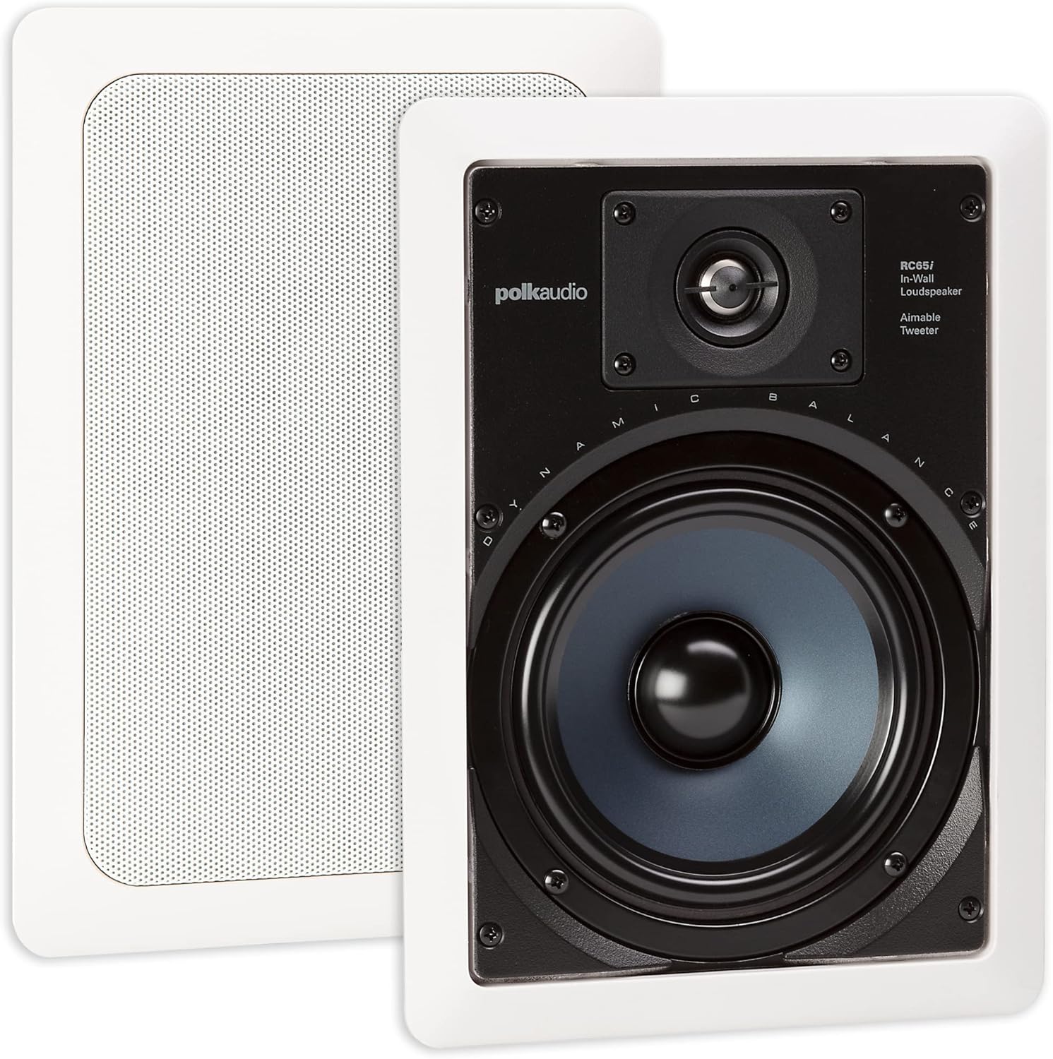 RC65i 2-Way Premium in-Wall 6.5 Speakers, Rectangular Indoor Speakers, Set of 2 Perfect for Damp and Humid Indoor Placement - Bath, Kitchen, Covered Porches (White, Paintable Grille)