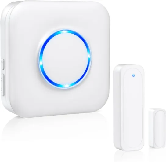 Door Chime, Satisure Wireless Door Open Contact Sensor Alarm Chime with 600 FT Range 58 Chimes 5 Volume Levels LED Indicators, Door Ringer Alert for Business/Store/Home/Office When Entering 1 Door Chime-1 Door Sensor