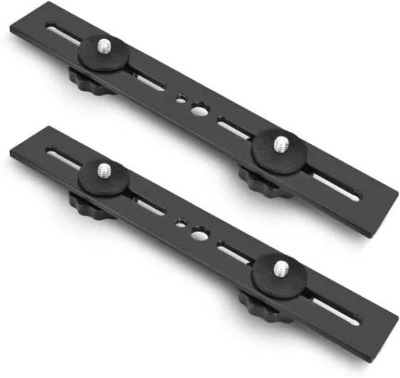 8 inch Flash Bracket, Dual Camera Mount Extension Bar with 1/4 Screw Hot Shoe, Straight Flash Bracket Tripod Mount for DSLR Camera LED Light Studio Video Microphone, 2Packs