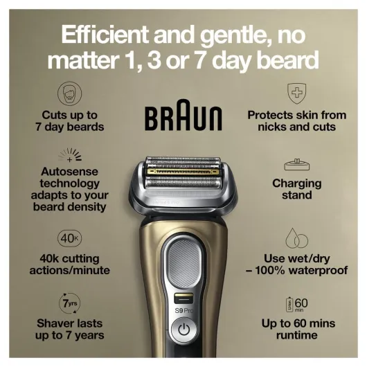 Series 9 Pro 9419s Electric Shaver for Men, Wet & Dry Razor, Shaving Kit with 4+1 Head with ProLift Trimmer 9419s Shaver