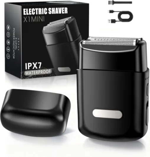 Electric Foil Shavers for Men: Mini Electric Razor with 3 Floating Blades, IPX7 Waterproof & USB-C Fast Charge Cordless Foil Shaver for Men with Travel Lock, Grooming Gift for Home & Travel
