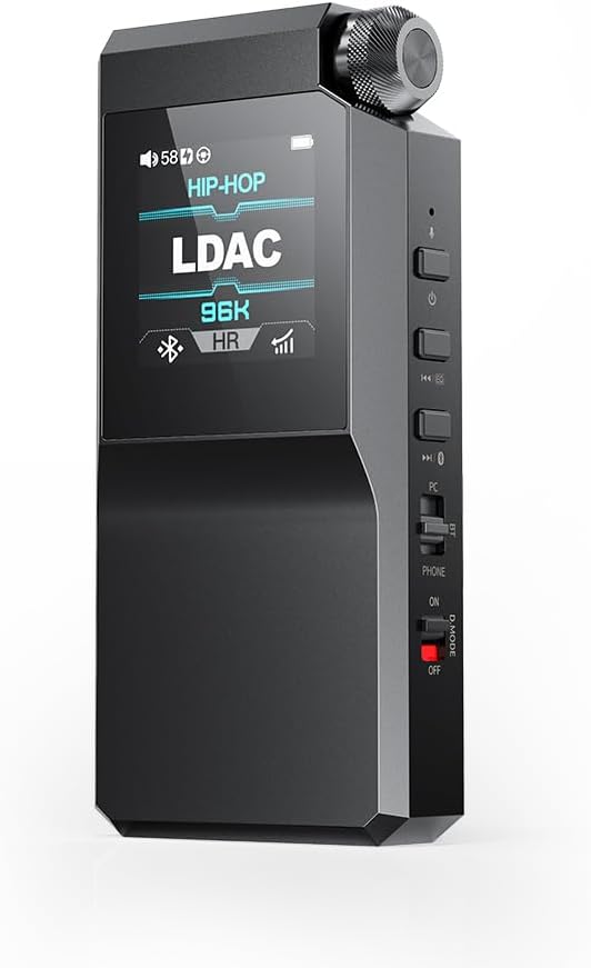 BTR17 Bluetooth 5.4 USB DAC AMP with LDAC, aptX Lossless - Dual ES9069Q, 10-Band PEQ, THX AAA 78+amps 3.5mm Unbalanced & 4.4mm Balanced (Black)