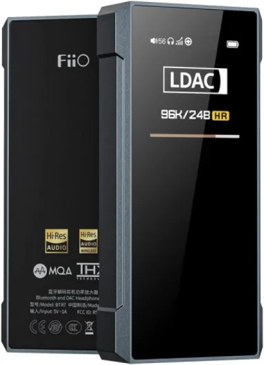 BTR7 Headphone Amp Bluetooth Receiver High Resolution Portable DAC Supports MQA/LDAC/aptX HD 384K/32Bit DSD256 for Phone/PC/Car/Home Audio(Titanium) BTR7-T-Type C