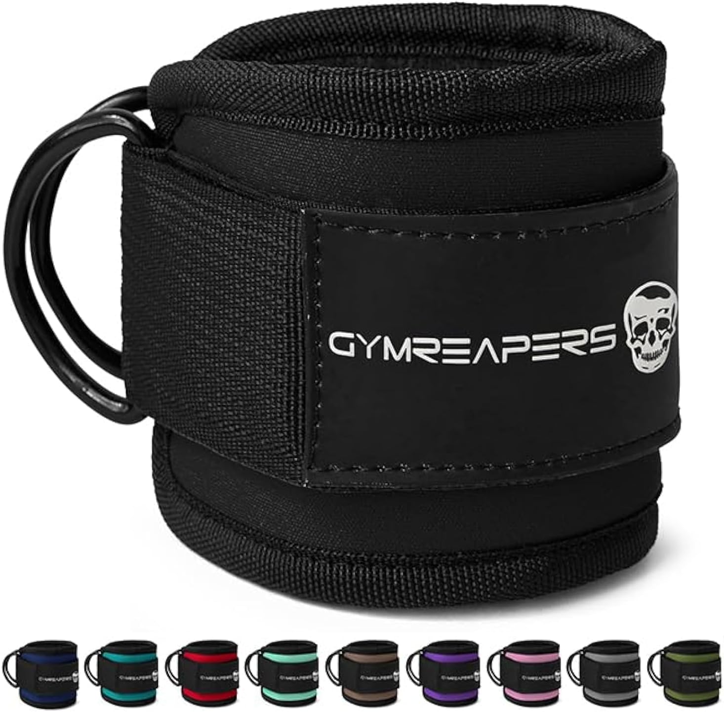 Ankle Straps For Cable Machine Kickbacks, Glute Workouts, Lower Body Exercises - Adjustable Leg Straps with Neoprene Padding Black Single