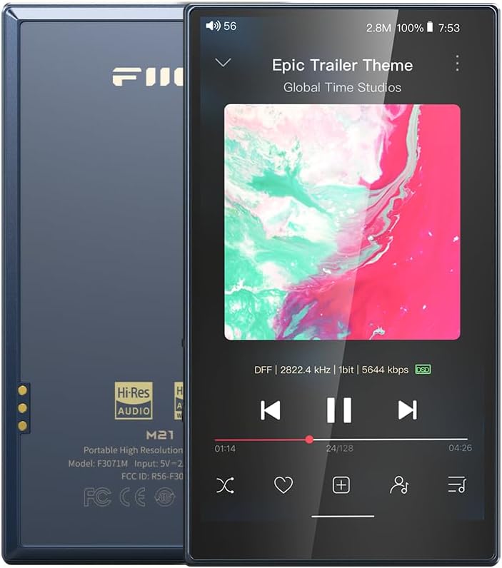 M21 Android 13 Portable Music Player MP3 Walkman Snapdragon 680 4* CS43198 DAC Chips Hi-Res Audio DSD Bluetooth LDAC (Blue-Black) Dark Blue