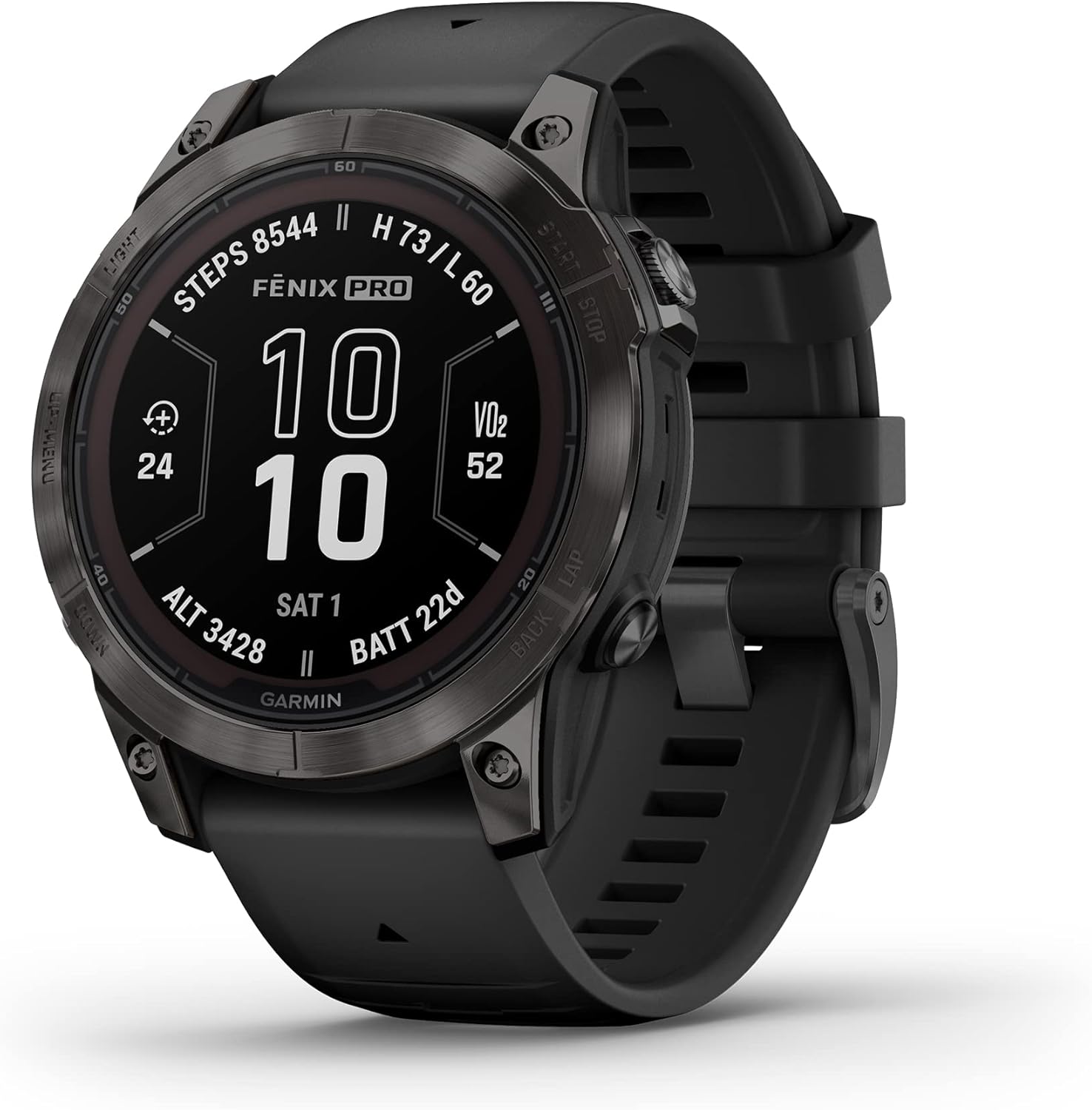 Fēnix 7 Pro Sapphire Solar, Multisport GPS Smartwatch, Built-in Flashlight, Solar Charging Capability, Black 47 mm Pro Sapphire Solar Carbon Gray DLC Titanium w/ Black Band