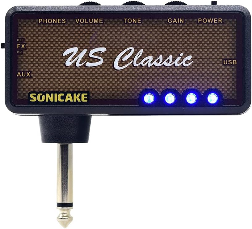 Guitar Headphone Amp Mini Guitar Headphone Amplifier US Classic Rechargeable Plug-in Pocket Bedroom Overdrive Reverb Effects US Classic Reverb Effect