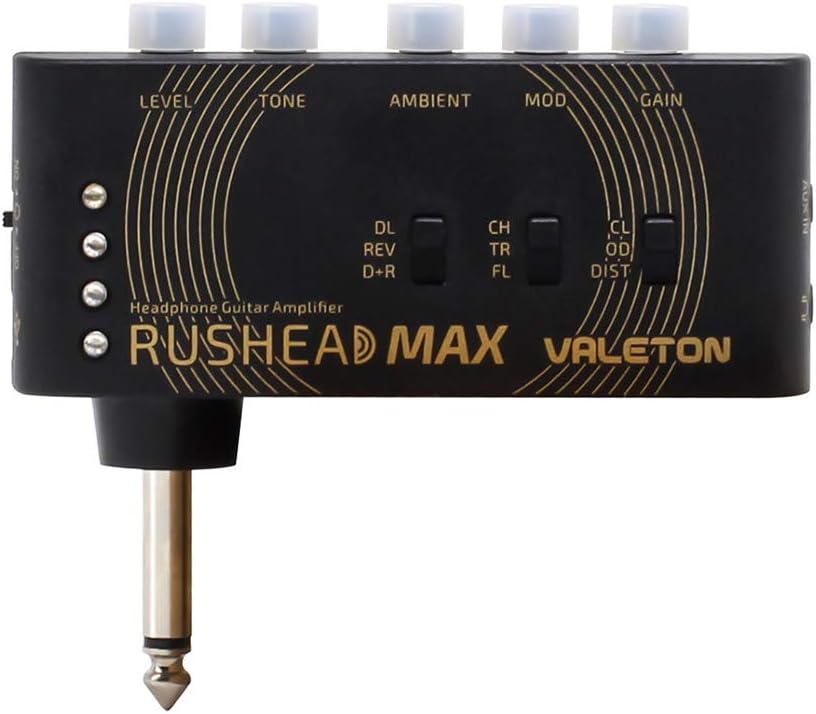 Rushead Max USB Chargable Portable Pocket Guitar Bass Headphone Amp Carry-On Bedroom Plug-In Multi-Effects