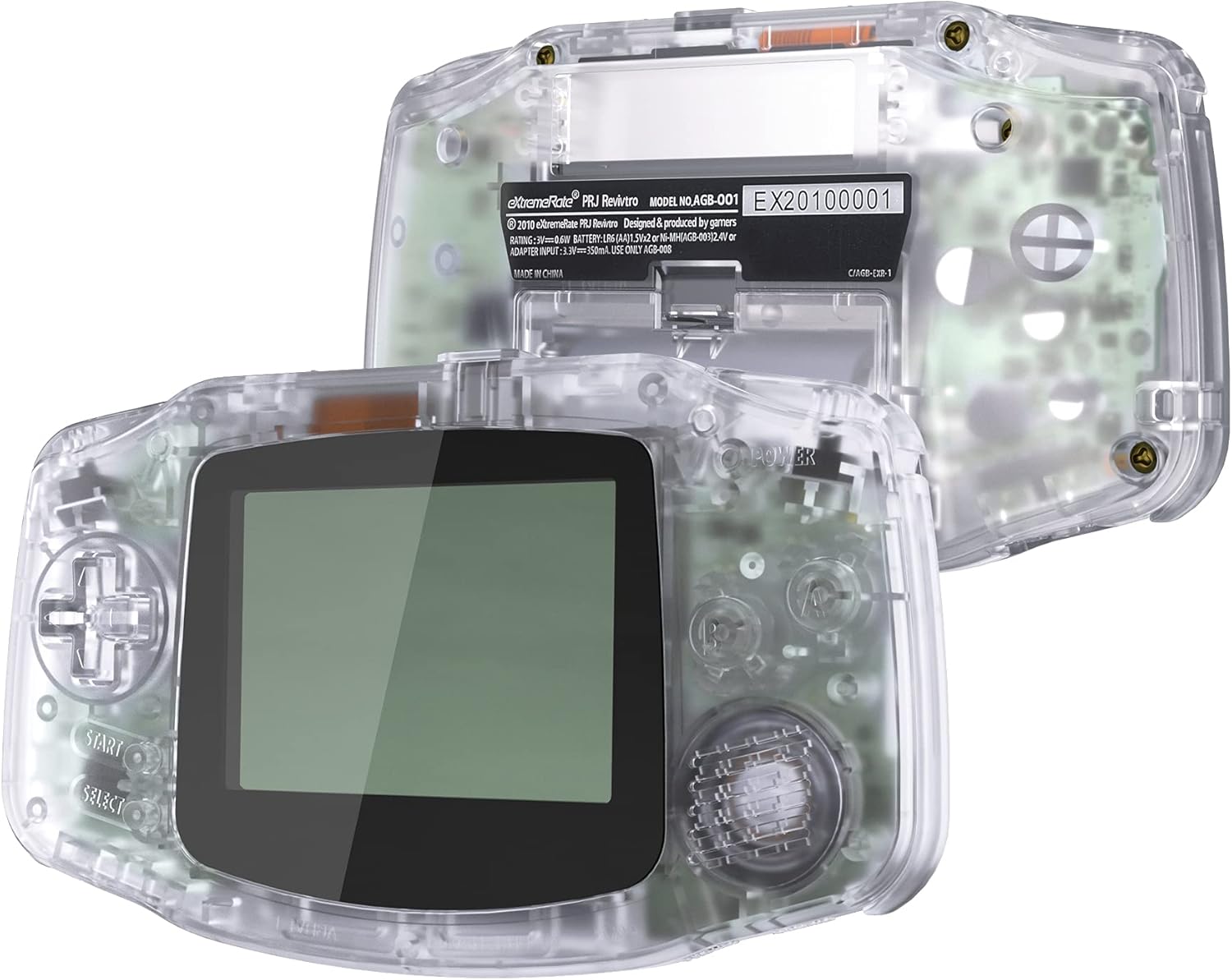 IPS Ready Upgraded eXtremeRate Clear Replacement Shell Full Housing Cover with Buttons for Gameboy Advance GBA – Compatible with Both IPS & Standard LCD – Console & IPS Screen NOT Included
